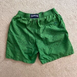 Green Vilebrequin ant detail swim shorts